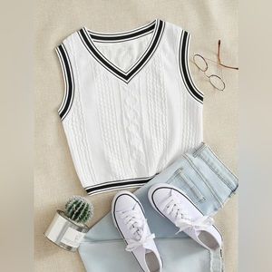 SHEIN EZwear Varsity Striped Cropped Sweater Vest (XS)